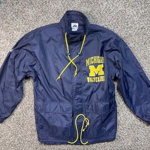 Vintage Apex One Michigan Wolverines Men's Medium‎ Windbreaker Jacket Blue NCAA